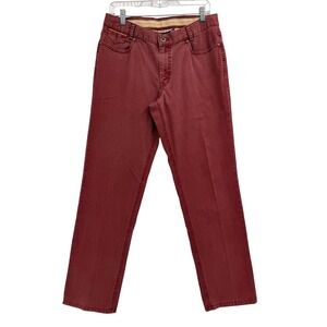 Hiltl Mens Contemporary Fit Casual Pants Red Burgundy 31x31 Trousers Career Wear